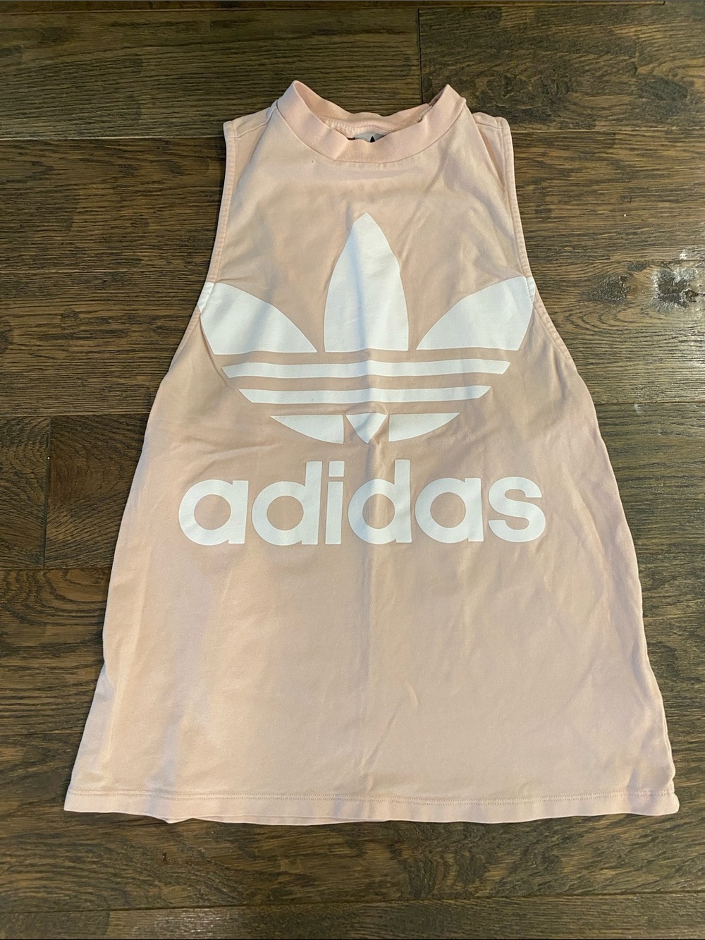 adidas Pale Pink Trefoil Muscle Tank with White Logo